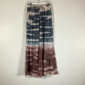 Bohemian Tie-Dye Wide Leg Pants - Blue and Mauve